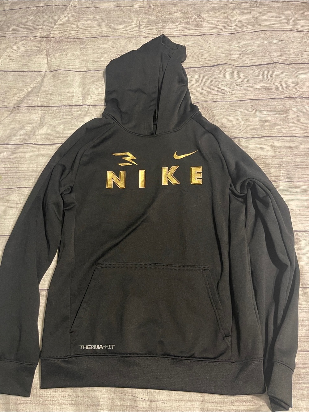 Boys Nike Black Hoodie with Gold NIKE L